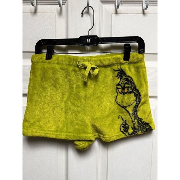 *Buy2Get1 The‎ Grinch Plush Sleep Shorts Green Size Medium M Women Fleece 0021 - Picture 1 of 9